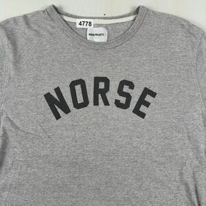 VTG Norse Projects Logo T-shirt Men Large Distressed Gray Heavyweight Holes